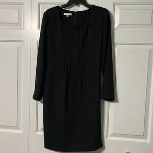 Vintage Jos A Bank Black Buttoned Long Sleeve Dress with Shoulder Pads